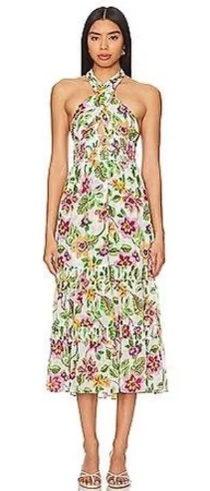 MISA Los Angeles Karolina Flora Exotica Halter Midi Dress NWT Small thumbnail 1