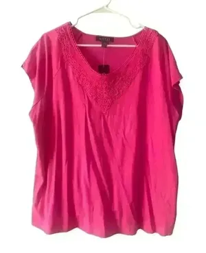 Lauren Ralph Lauren Womens‎ Magenta Peasant Short Sleeve, 2x thumbnail 1