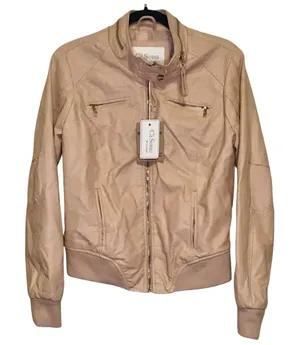 Cavalini Vegan Leather Bomber Jacket Mauve Size Large thumbnail 1