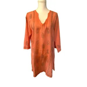 Peppermint Bay Swim Cover Up Womens XL Used Pullover Sequins Salmon Gray thumbnail 6