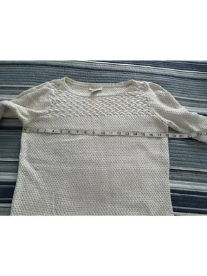 Loft Cottage Coastal 100% Cotton Sweater Women Ivory Size XS thumbnail 4