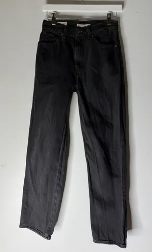 Levis Dad Jean Womens 24 Washed Black High Rise Straight Leg Denim Pants thumbnail 1