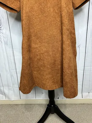 Loveriche Dress Women's Sz S Brown Corduroy Short Sleeve thumbnail 3