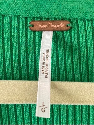 NWT Free People Green Ribbed Knit Button-Down Cardigan Mini Dress Size Large thumbnail 8