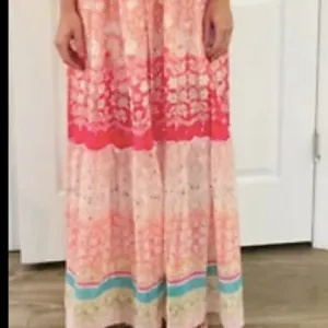 NEW House Of Harlow 1960 Ruffled Tiered Floral Metallic Maxi‎ Dress thumbnail 4
