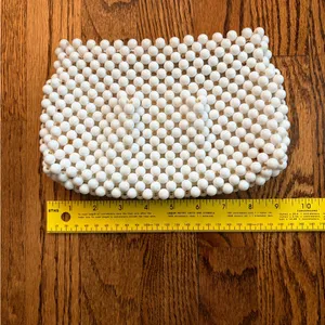 Vintage Carousel White Ivory Beaded Clutch Bridal Evening Bag British Hong Kong thumbnail 8