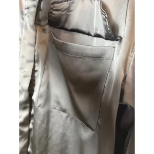 ZARA Black Satin Button Front Shirt Blouse Oversized XL thumbnail 9