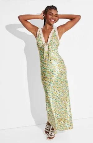 Target Maxi Floral Dress Satin thumbnail 1