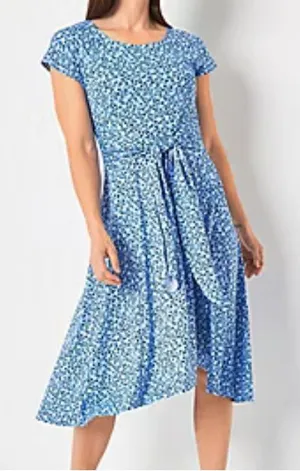 Robbie Bee Short Sleeve Cheetah Print Dots Midi Fit + Flare Dress Size LG BNWT thumbnail 1