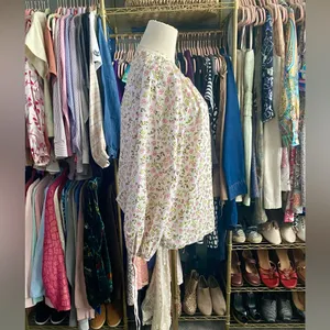 J.Crew Tie-Sleeve Button-Front Cotton Poplin Blouse Meadow Floral Cottagecore M thumbnail 6