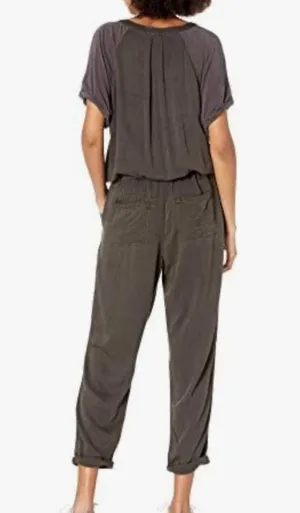 Free People Raving Rayon Utility Romper Washed Black Jumpsuit Size Small thumbnail 3