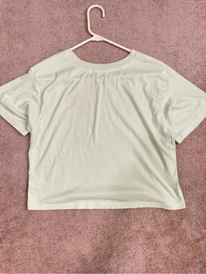 Champion Light Green Crop Tee with Purple Chest Graphic thumbnail 3