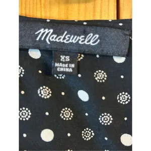 Madewell Romper Size Extra Small 100% Silk Black White Polkadot Ruffle Trim Po thumbnail 4