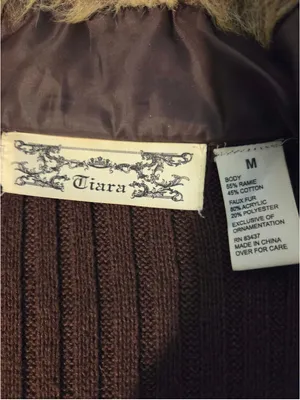 Tiara Faux Fur Zip Front Knit Back Sleeveless Vest Multi Brown Tan Medium W-248 thumbnail 2