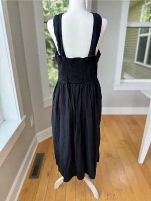 A New Day Black Linen Rayon Cross Front Midi Dress Size Large thumbnail 3