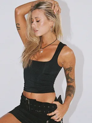 Princess Polly Zoe Top in Black Size 6 New with tag thumbnail 3