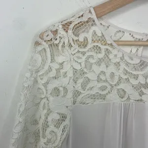 Old Navy Relaxed Lace-Trim Blouse size Small White thumbnail 4