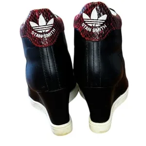 Adidas Originals Stan Smith Up Wedge Sneakers Black Red Snakeskin Leather W/US 7 thumbnail 3