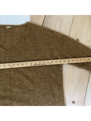 Intimately by Free People EUC Women's Brown V-Neck Acrylic Pullover Sweater XS/S thumbnail 8