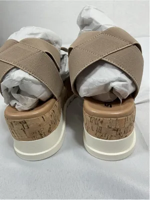 Woman’s New Soda Madyson Slip On Strappy Cork Wedge Sandals Size 8 Wheat thumbnail 4