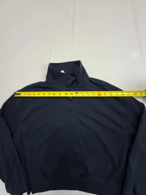 H&M Divided Cropped Half-Snap Mock Neck Sweatshirt in Navy Blue thumbnail 4