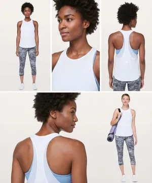 Lululemon Never Still Tank Top White Racerback size 8 High Neck Athletic Singlet thumbnail 2