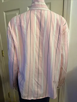 Victoria's Secret Pink and White Striped Button-Down Shirt thumbnail 2