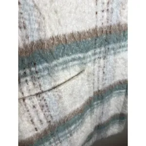 Anthropologie Womens‎ White Green Elsa Plaid Collared Long Sleeve Coat Size M thumbnail 5