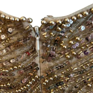 VTG Nite Line AJ Bari Gold Beaded Silk Dress Sweetheart Evening Gown 4 Trophy thumbnail 15