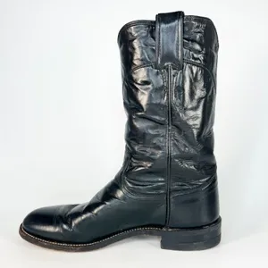 Justin Boots Original Roper Black Leather Western Cowboy Boots Women 6 thumbnail 5