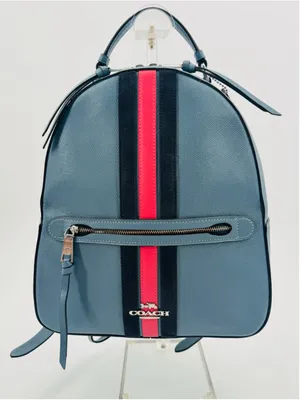 Coach CB872 Jordyn Backpack Crossgrain Leather Varsity Stripe Indigo thumbnail 1