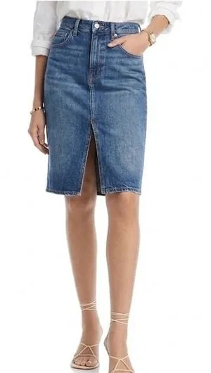Derek Lam 10 Crosby NWT Juliet Sutton Vintage Denim Front‎ Back Split Skirt 28 thumbnail 1
