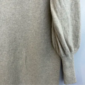 Madewell Wool Blend Oatmeal/Tan Balloon Sleeve V-neck Sweater Dress Size Large thumbnail 7