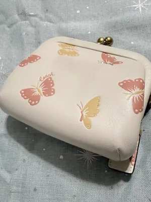 COACH 70512 Kisslock Coin Purse With Butterfly Print In Chalk/brass thumbnail 2