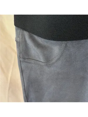 Premise Gray Faux-Suede Leggings with Black Elastic Waistband thumbnail 4