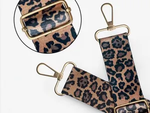Leopard Print Adjustable Bag Strap - Tan/Black thumbnail 2