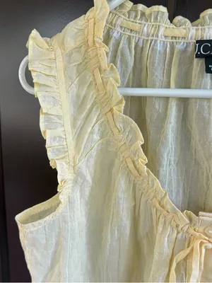 Like New J. Crew Ruffle Trimmed Button-Up Top Yellow Size Small thumbnail 4
