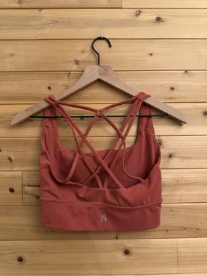Buff Bunny Small Red Orange Strappy Sports Bra Activewear Stretchy Gym Hiking thumbnail 5