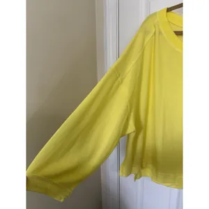 Free People FP Movement Yellow Rugby Match Long Sleeve Oversized Shirt XS thumbnail 5