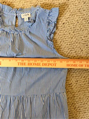 J.Crew Seersucker Coastal Blue White Stripe‎ Tiered Midi Dress Pockets 4P thumbnail 6