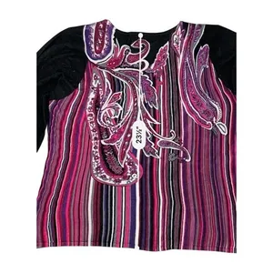 Choices Black Paisley Print Gem Embellished LS Sweater‎ XL Colorful Abstract thumbnail 9