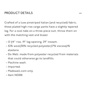 NEW Madewell Cargo Pants in Pinstripe Almost Black thumbnail 9