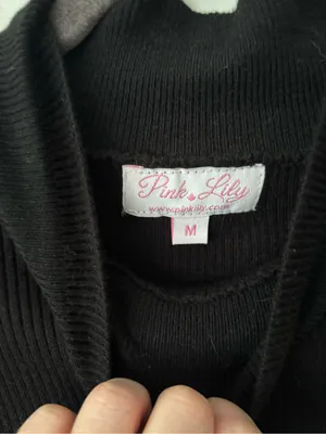 Pink Lily Black Ribbed Ruffled Mock Neck Sweater thumbnail 6