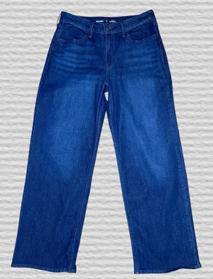 Old Navy WOW Wide Leg Jeans Womens 12 High Rise Dark Blue Denim Stretch Boho thumbnail 2
