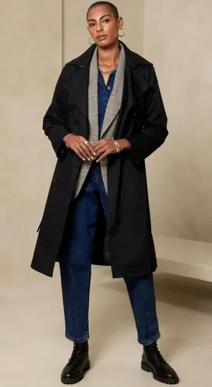 Banana Republic Black Trench Coat thumbnail 1