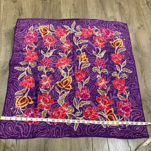 Oscar de la Renta Silk Scarf Purple Paisley Floral Made In Japan Vintage Luxury thumbnail 11