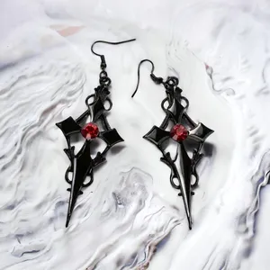 Retro Style Gothic Black Cross Earrings Funky Vintage Style Faux Fashion Jewelr thumbnail 2