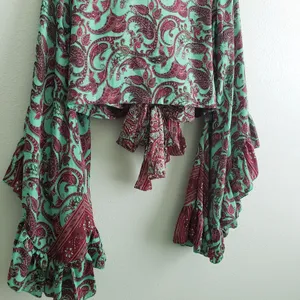 Anthropologie Valdior Boho Bohemian Belle Sleeve Paisley Top Set thumbnail 7