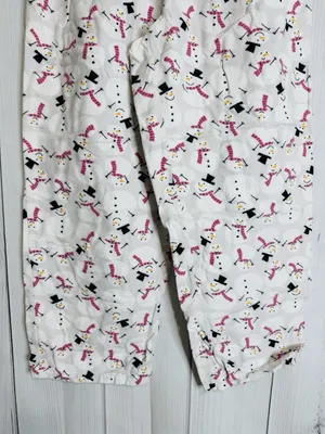 Charter Club Intimates Fleece Pajama Set Sz L White Pink Snowman Pockets thumbnail 5