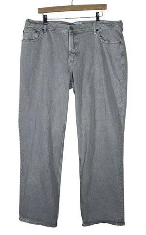 Abercrombie & Fitch The Baggy Low Rise Solid Jeans Grey Y2K Skater Size 33 / 16R thumbnail 1